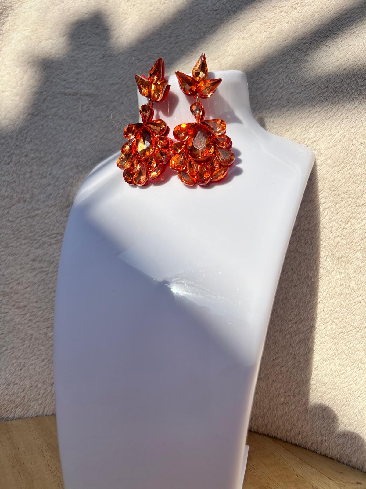 Orecchini strass arancione