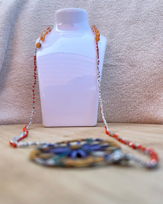 Collana filato argento pietre arancione
