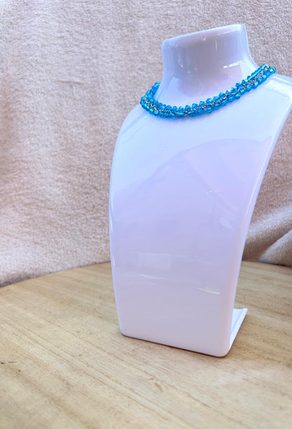 Girocollo argento con perline azzurre