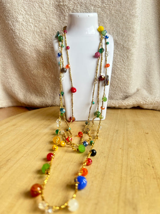 Collana tre fili con filato color oro