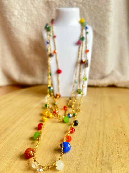 Collana tre fili con filato color oro